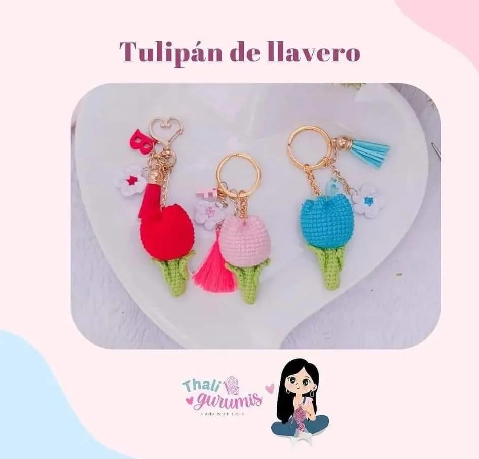 Patrón de tulipán llavero fácil de seguir para principiantes