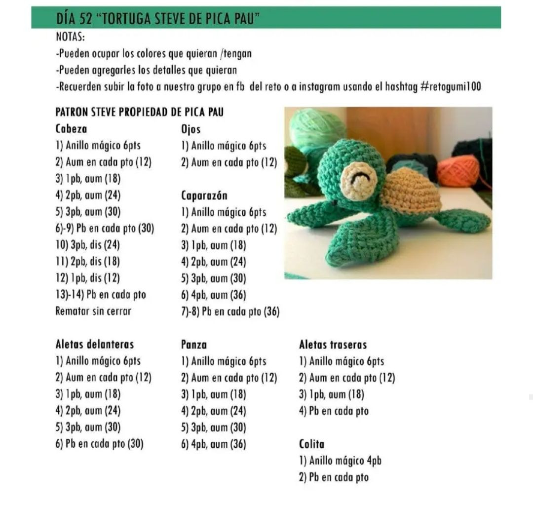 Patrones de tortuga para principiantes en amigurumi