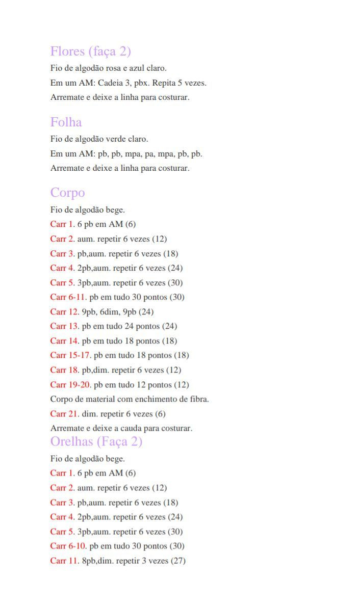 PDF Crochê Guirlanda de Coelho Receita de Amigurumi Grátis