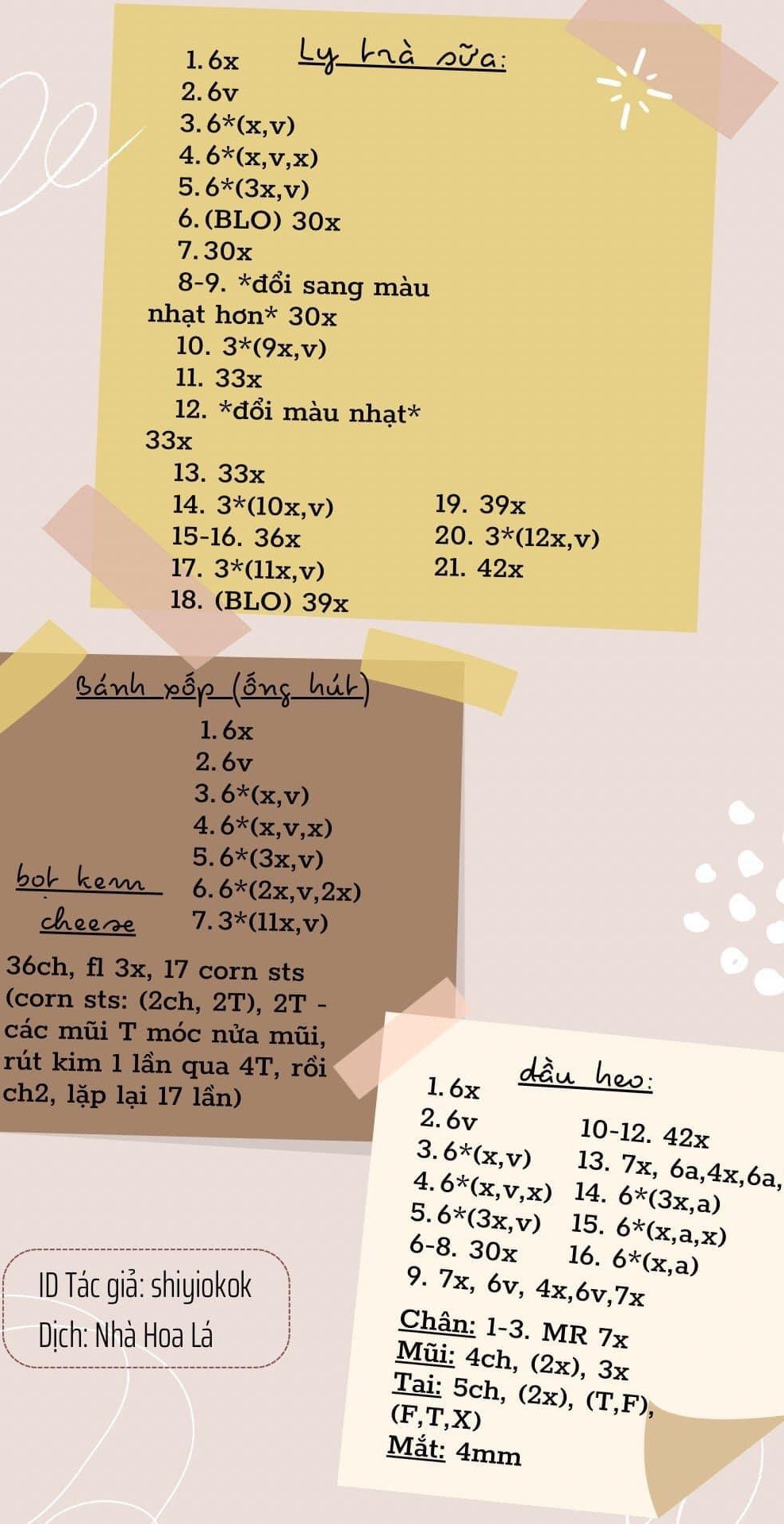 Схема вязания крючком свинки в чашке с молочным чаем