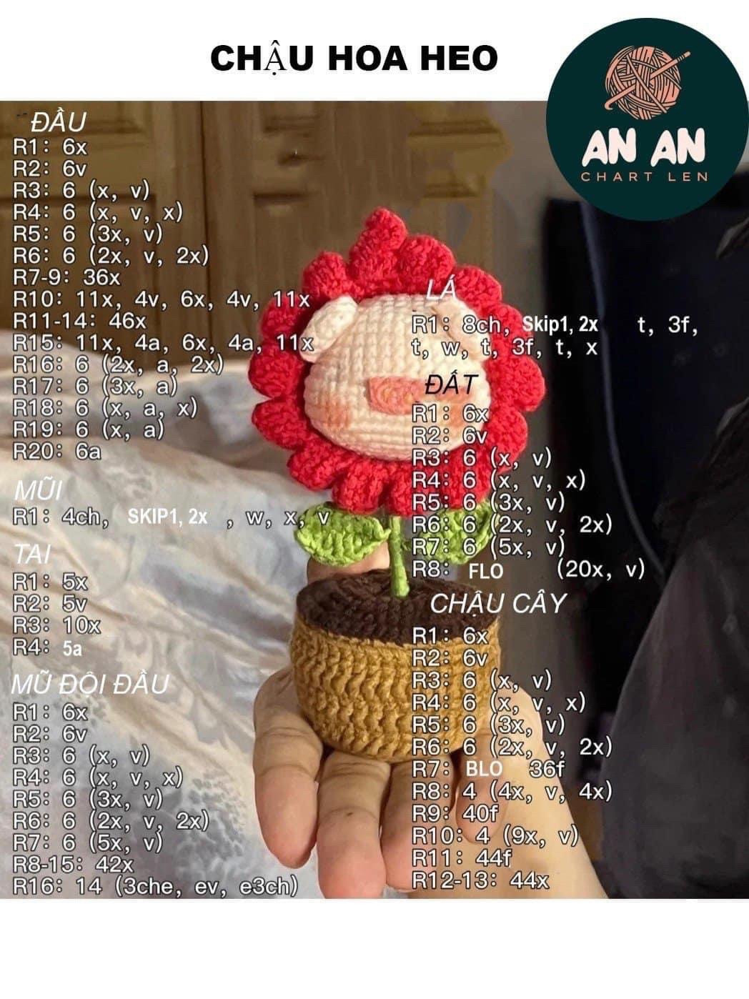 Схема вязания крючком свинки в чашке с молочным чаем