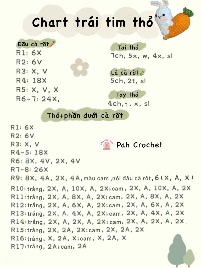 Thỏ ôm cà rốt dễ thương làm từ len móc.