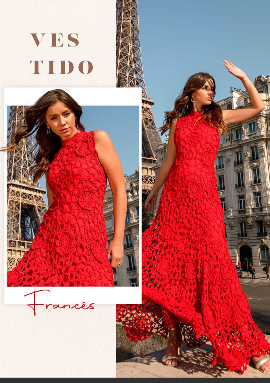 Vestido de Crochê Azul Elegante para Eventos Especiais