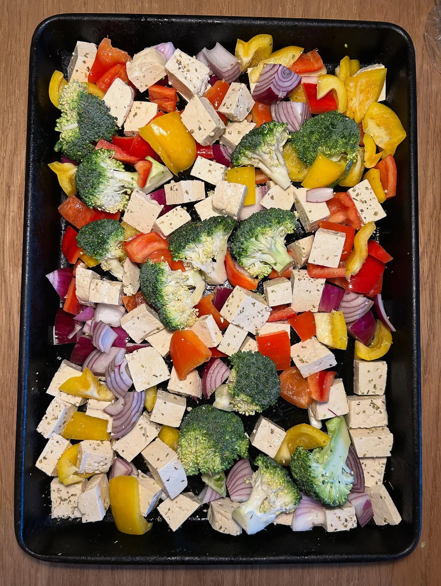 Vibrant Tofu and Roasted Veggie Basil Bowl