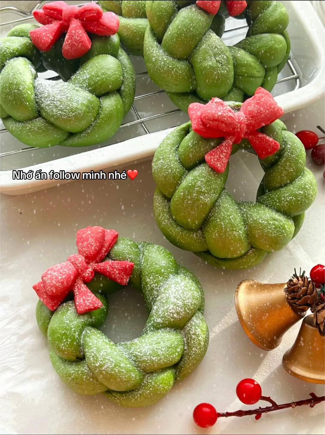 Vòng bánh Giáng Sinh matcha quế, món quà sức khỏe độc đáo