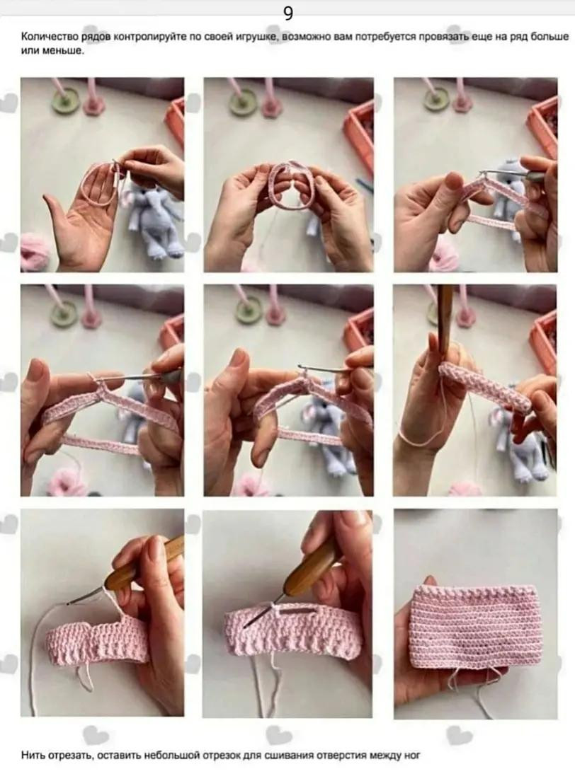 Вязаный крючком слоненок с бантиком: схема для начинающих