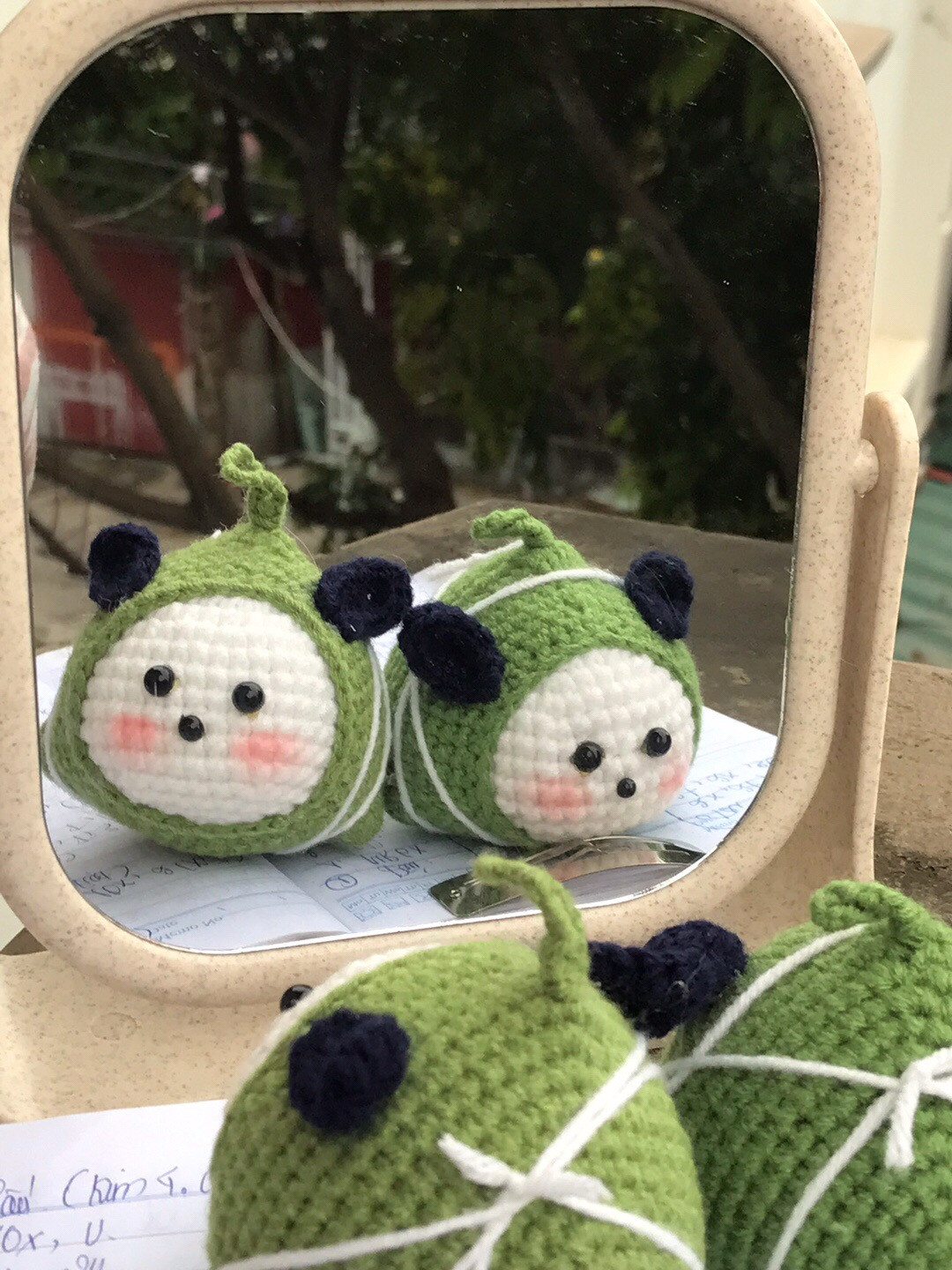 Chart Móc Len Bánh Giò Cute, Amigurumi Trứng Cuộn Xanh