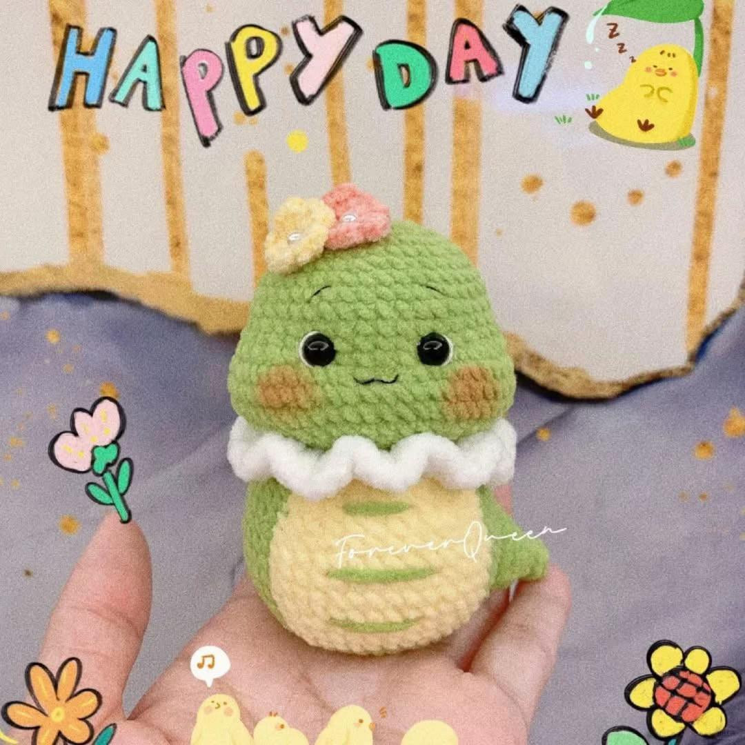 Chart móc len búp bê rắn xanh dễ thương