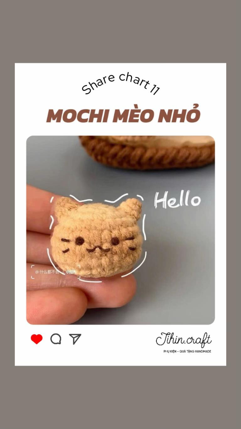 Chart móc len Mochi mèo nhỏ dễ thương, hướng dẫn chi tiết