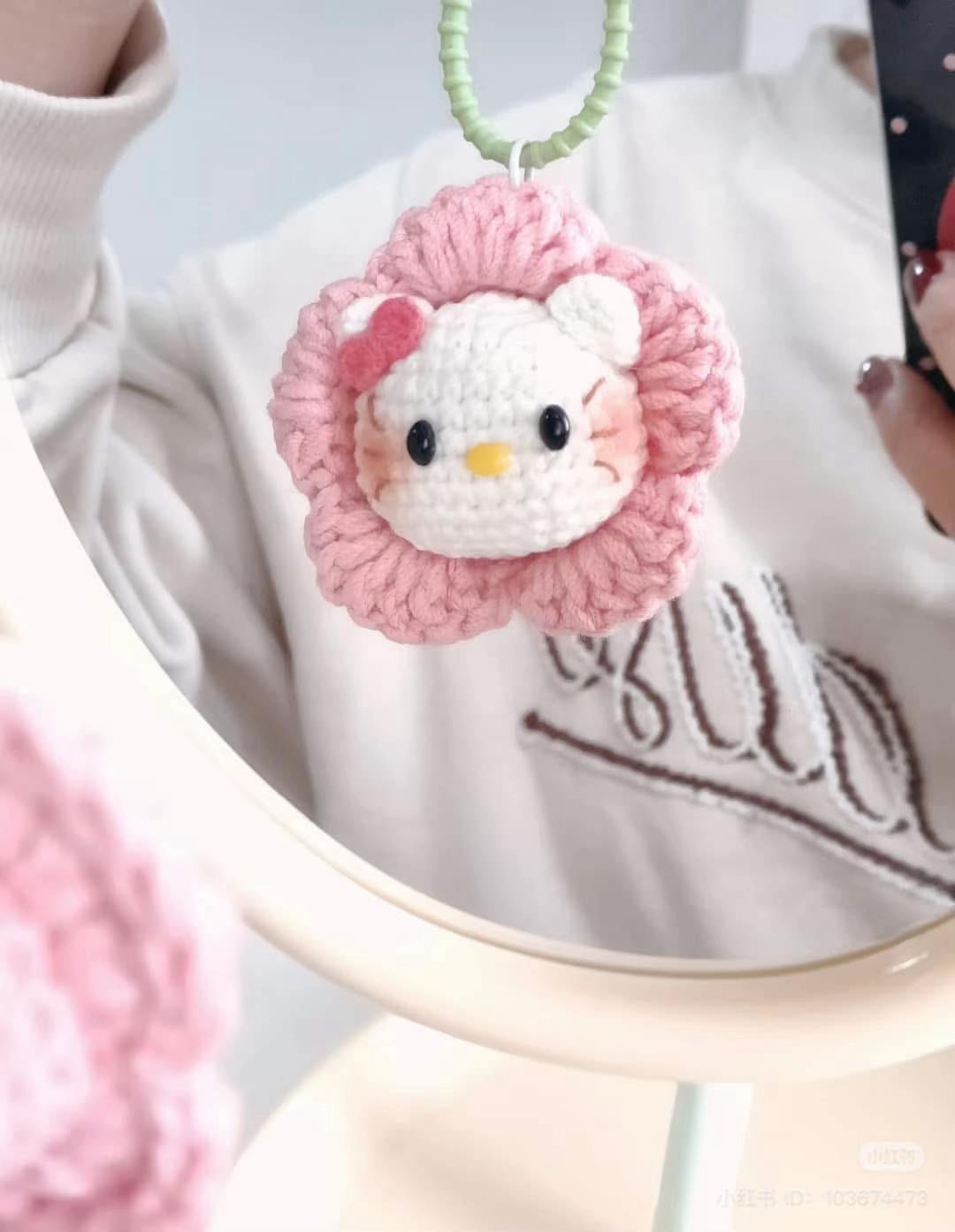 Crochet Flower Keychains: Hello Kitty and Pochacco Amigurumi