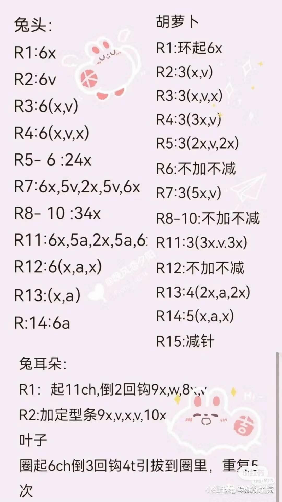 Crochet Pattern: Cute Bunny on Carrot Amigurumi