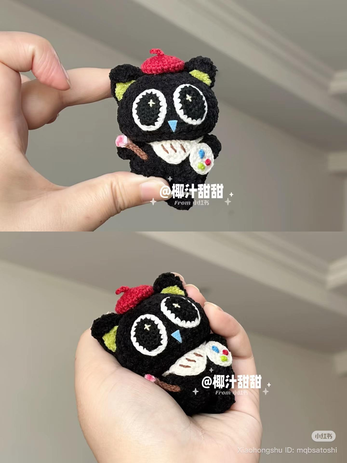 Crochet Pattern for Painter Cat Amigurumi with Hat and Palette