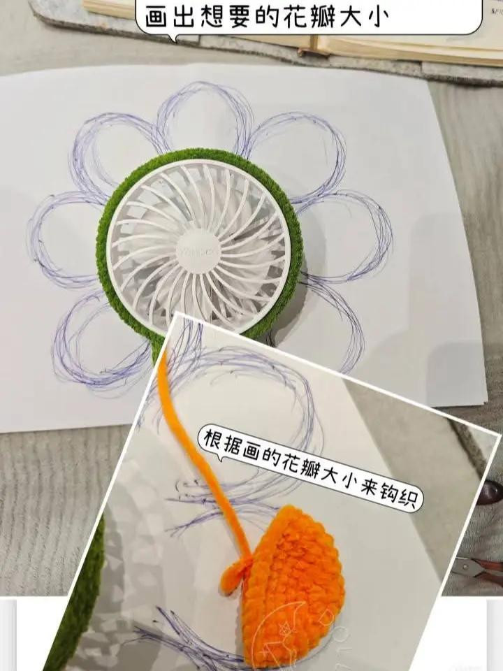 Crochet Sunflower Fan Case Pattern Chart