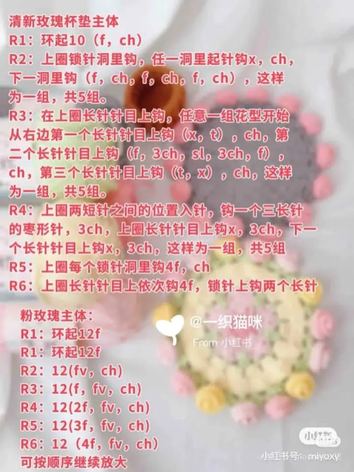 Mẫu móc len giỏ và thảm hoa màu pastel