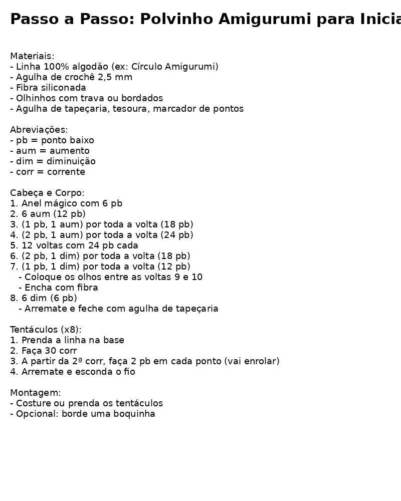 Polvo Amigurumi Amarelo Fácil para Iniciantes