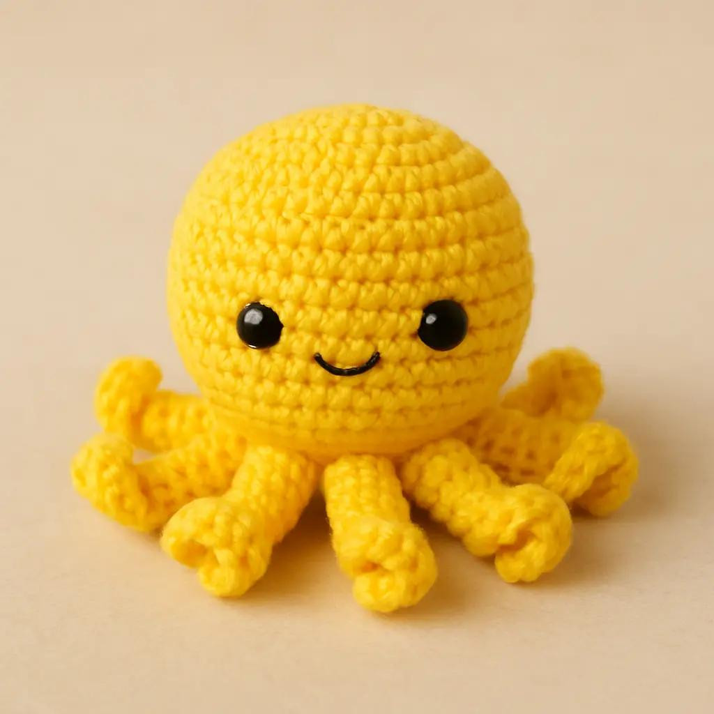 Polvo Amigurumi Amarelo Fácil para Iniciantes