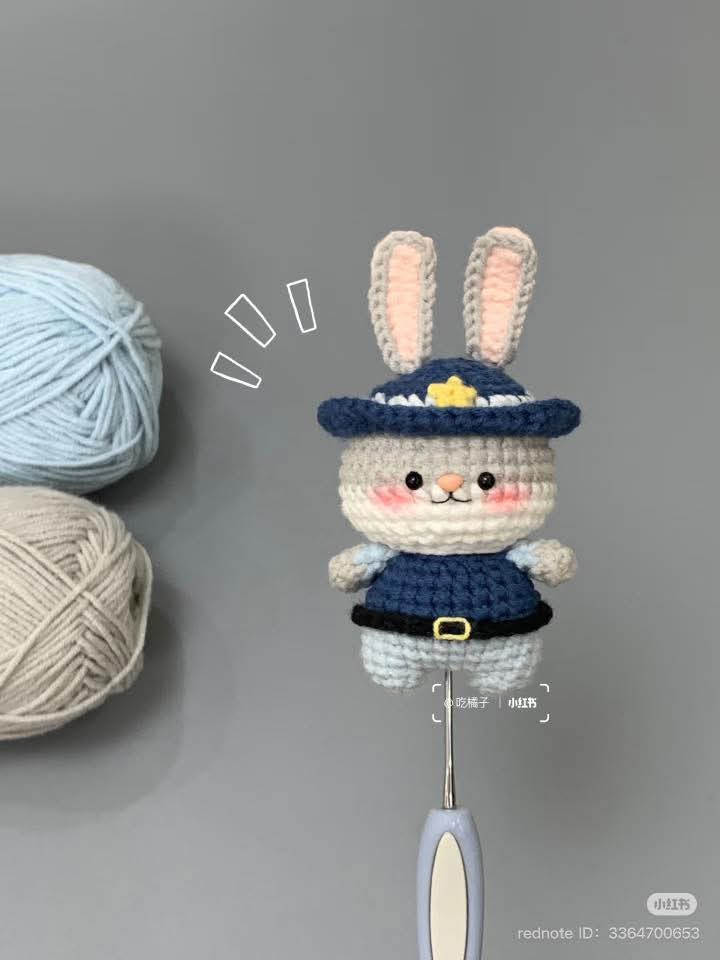 Rabbit Crochet Police Doll Pattern