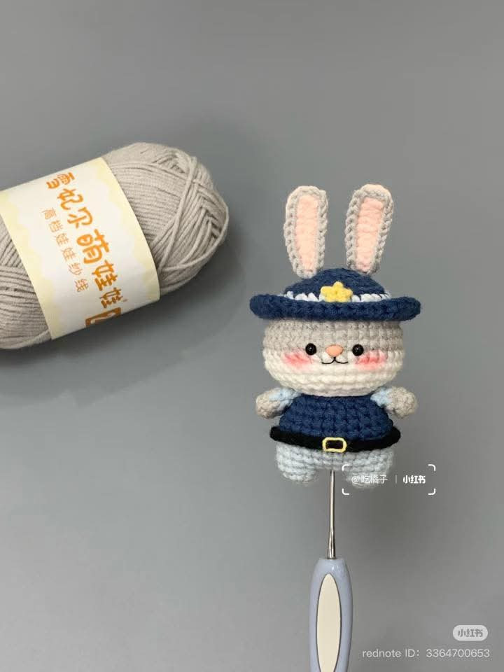 Rabbit Crochet Police Doll Pattern