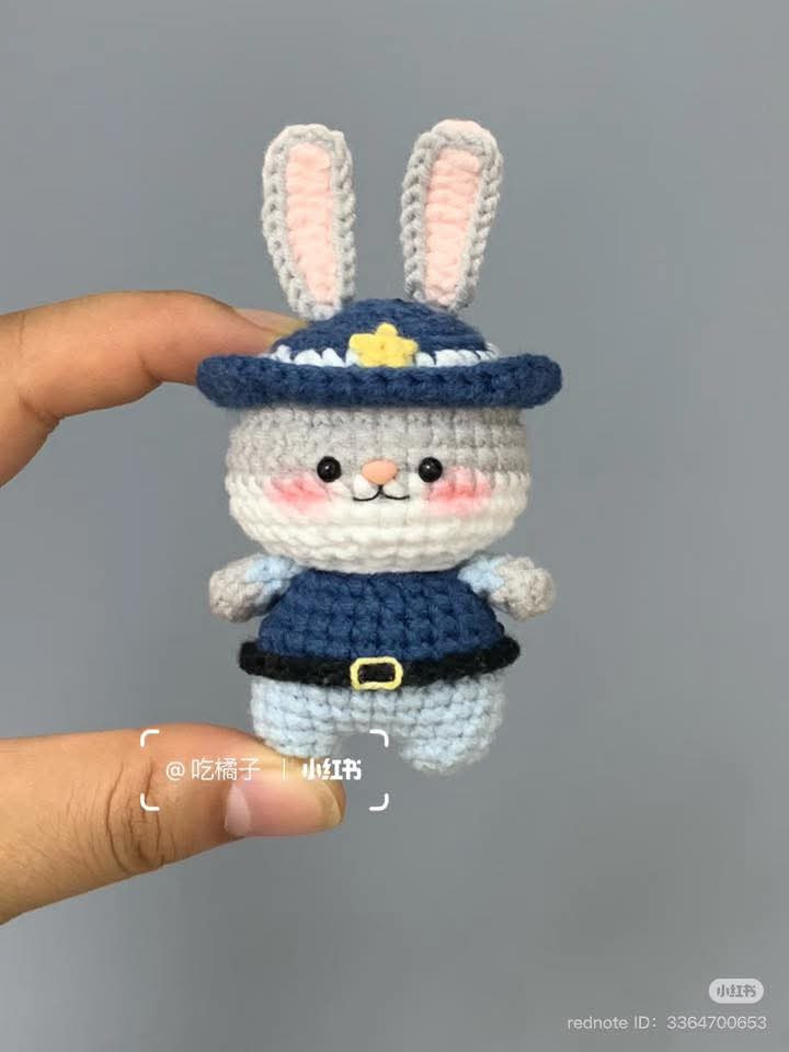 Rabbit Crochet Police Doll Pattern