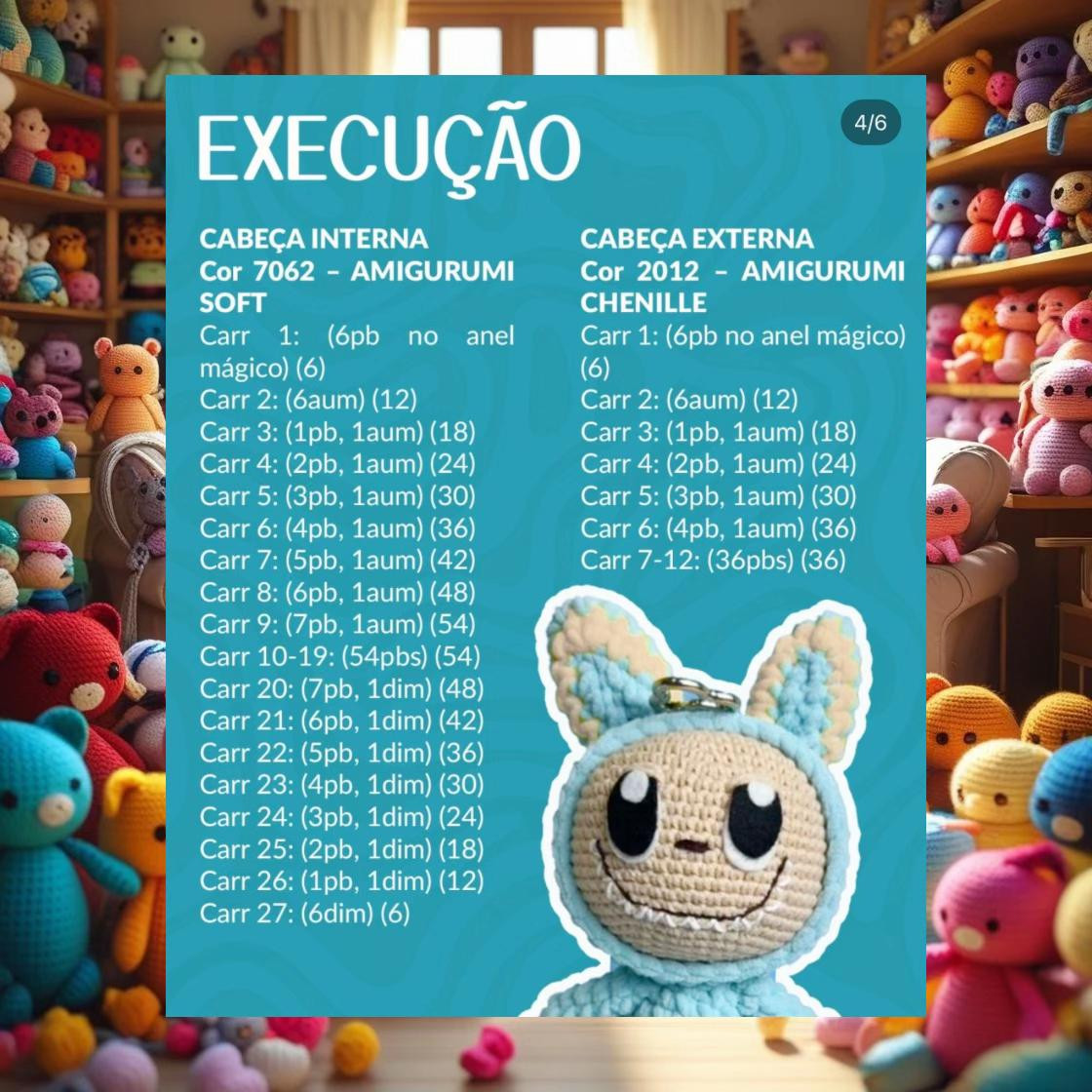 Receita Grátis Amigurumi Labubu com Fio Chenille