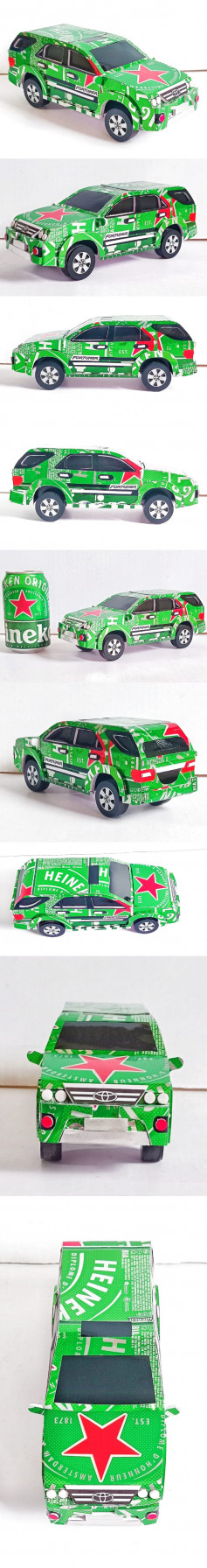 Xe tô tô fortuner làm từ vỏ lon bia heineken