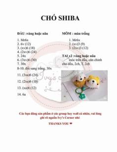 Chart móc chó Shiba