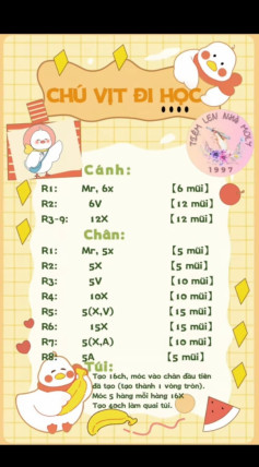 Chart móc chú vịt đi học