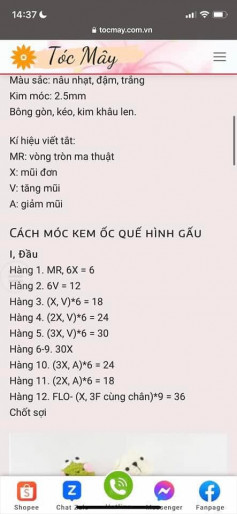 Chart móc kem ốc quế hình gấu.