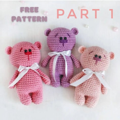 Bear crochet pattern with neck bow.