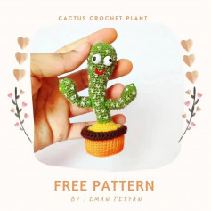 Cactus crochet pattern, potted in yellow orange