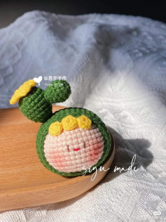Cactus flower doll head crochet pattern