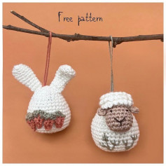 Easter egg crochet pattern, rabbit ears, sheeps head