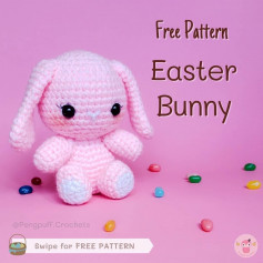 Long-eared pink rabbit crochet pattern