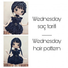 Long hair Wednesday crochet pattern