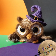 Owl crochet pattern with purple hat