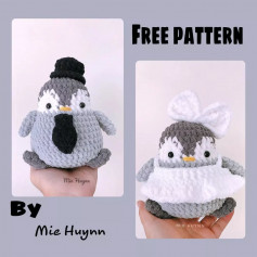 Penguin crochet pattern, hat or bow tie.