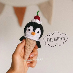 Penguin ice cream cone crochet pattern