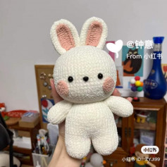 Pink-eared white rabbit crochet pattern