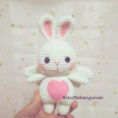 Pink long-eared white rabbit crochet pattern