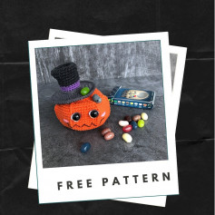 Pumpkin crochet pattern with gray hat