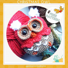Red owl crochet pattern, gray body
