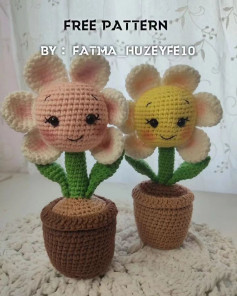 Sun flower pot crochet pattern.