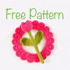 Tulip crochet pattern and stem and leaves