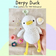 White duck crochet pattern, yellow beak, yellow legs