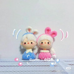 White hair doll crochet pattern with rabbit ears mane