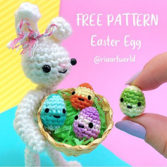 White rabbit crochet pattern and egg basket