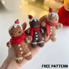 Baby gingerbread crochet pattern, red scarf.
