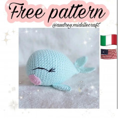 Blue and pink spotted whale crochet pattern