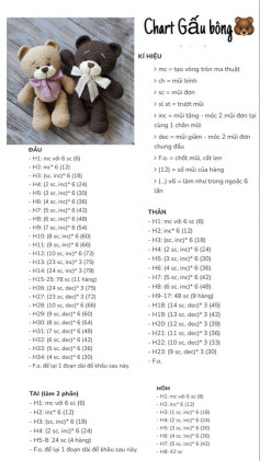 Chart móc len gấu bông mõm trắng, cài nơ ở cổ.