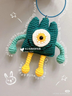 crochet pattern blue one-eyed monster.